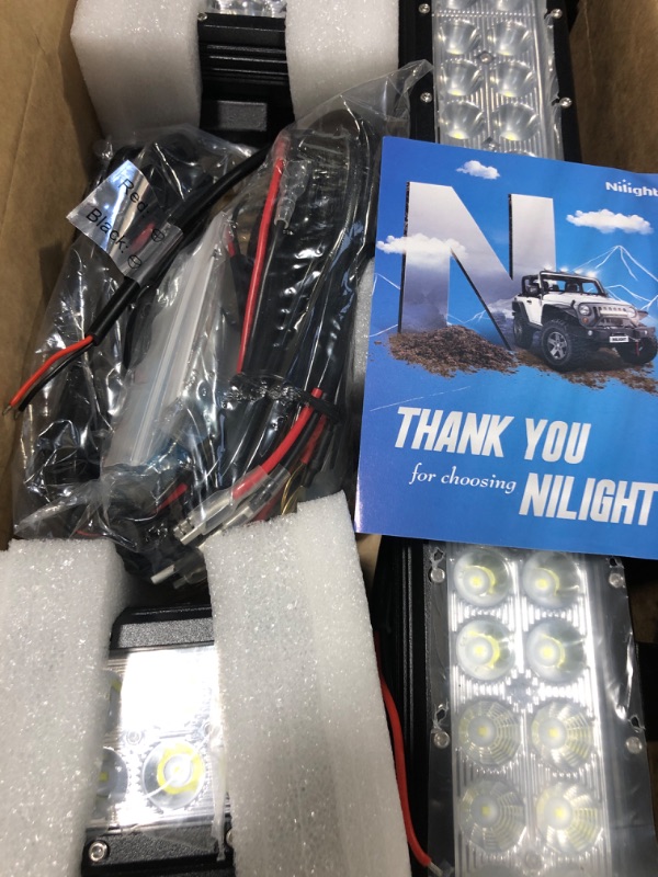 Photo 2 of Nilight - ZH002 20Inch 126W Spot Flood Combo Led Off Road Led Light Bar 2PCS 18w 4Inch Spot LED Pods With 16AWG Wiring Harness Kit-3 Lead, 2 Years Warranty