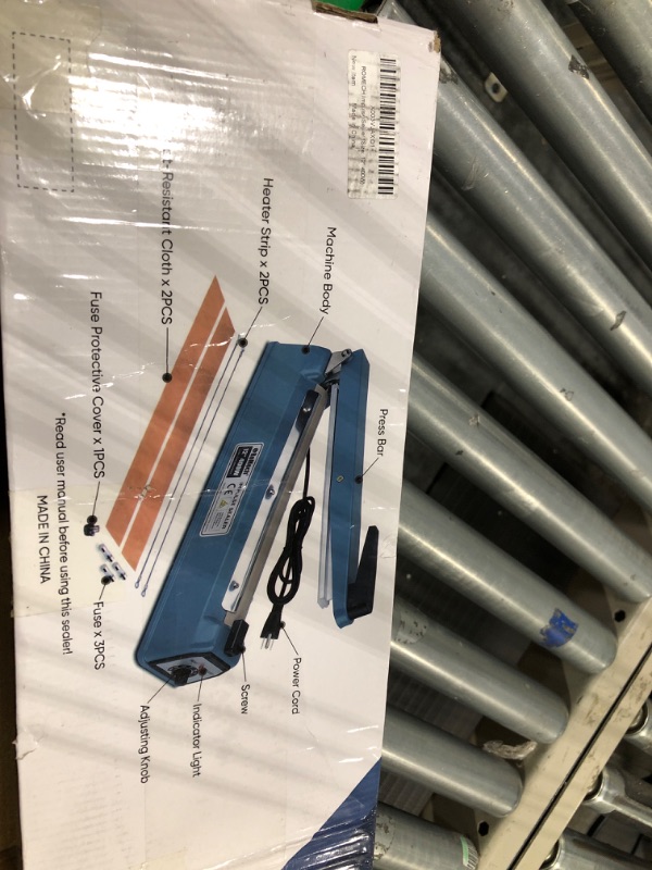 Photo 1 of ROMECH Impulse Bag Sealer, Solid Metal Housing Heavy Duty Manual Heat Sealer Machine with Spare Parts for Sealing Plastic Bags & Shrink Wrap Bags (12, 400W) 12" 400W