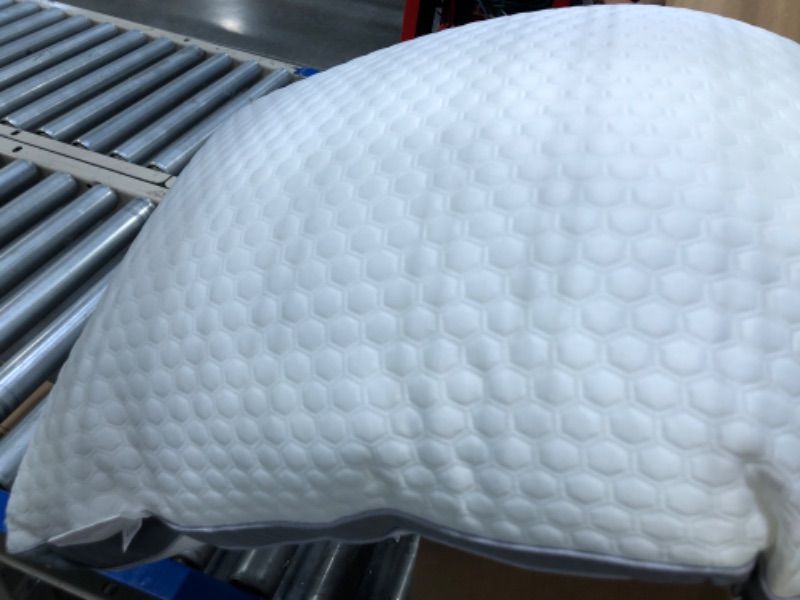 Photo 1 of Adjustable Full Body Pillow, Supportive Fluffy Long Bed Pillow for Sleeping, Large Pillow for Side Sleepers,Premium Honey-Comb Design, White-Grey Side