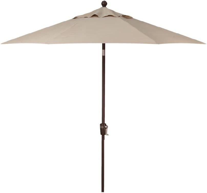Photo 1 of 9-Foot Treasure Garden (Model 920) Push Button-Tilt Market Umbrella with Bronze Frame and Obravia2 Fabric: Khaki
