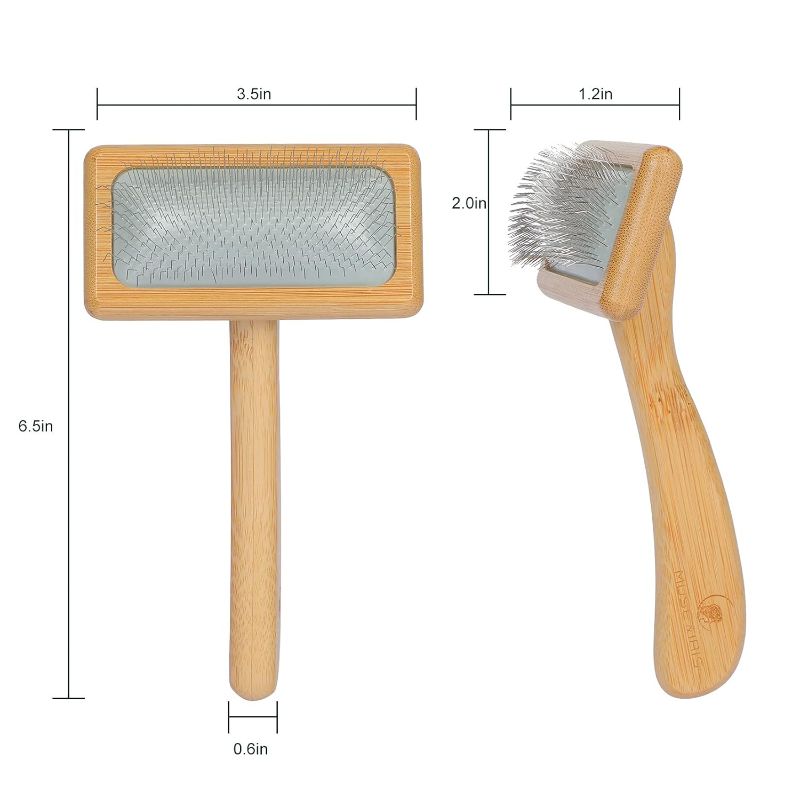 Photo 1 of 2 Muse&Iris Dog & Cat brush, Pet Slicker Brush with Bamboo Handle for Large Medium & Short Hair Elegant Grooming Comb for Removing Shedding, Tangles and Dirt
