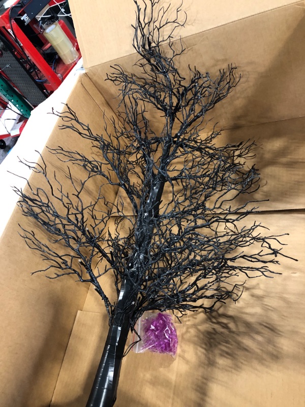 Photo 3 of [Easy Assemble & Timer] 3 Ft Lighted Halloween Christmas Tree Decor 48 Purple Lights Bendable Branches Artificial Spooky Tree Waterproof Battery Operated Yard Porch Side Outdoor Indoor Halloween Decor