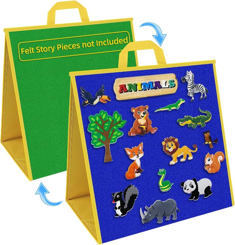 Photo 1 of Foldable Felt Board for Toddlers Flannel Board Stories for Preschool Early Learning Interactive Storytelling Double Sided Felt Story Board Reusable Wall Hanging Gift for Kid