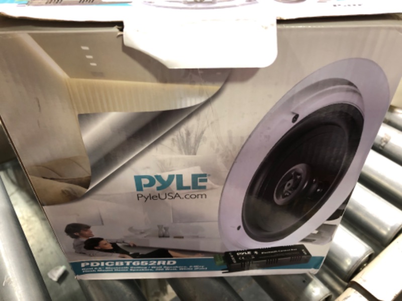 Photo 2 of Pyle 6.5” Pair Bluetooth Flush Mount In-wall In-ceiling 2-Way Speaker System Quick Connections Changeable Round/Square Grill Polypropylene Cone & Polymer Tweeter Stereo Sound 150 Watt (PDICBT552RD)