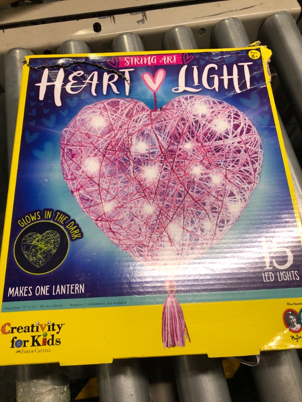 Photo 2 of Creativity for Kids String Art Heart Light - Create a Heart Shaped String Art Lantern - for Kids Pink