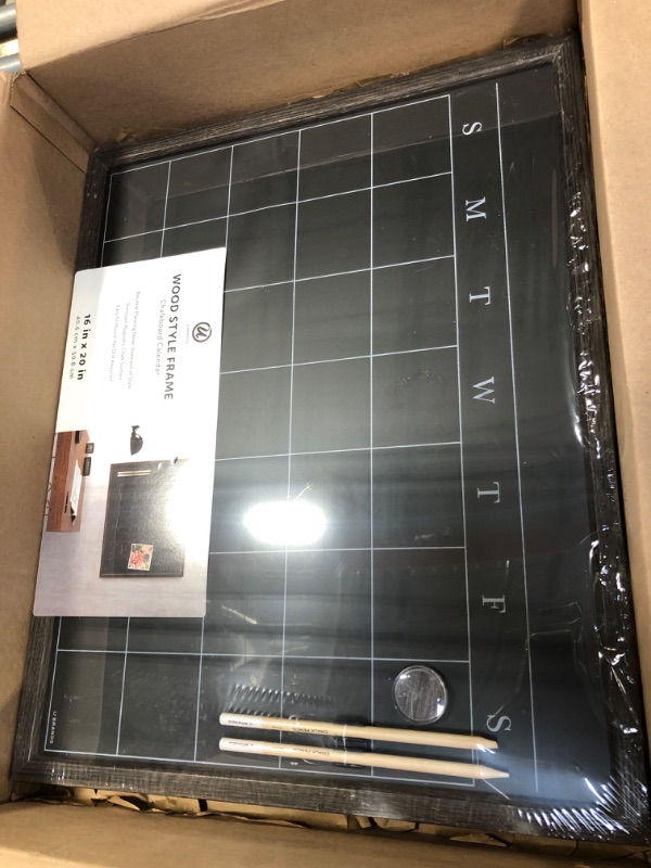 Photo 2 of U Brands Wood Style Frame Chalkboard Calendar Set, Office Supplies, with Magnet, Chalk Pencils 16” x 20”, 4 Pieces