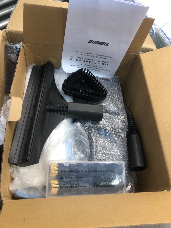 Photo 3 of ***damaged box*** GROBELL Steam Cleaner: 50s Fast Heat-up Multi Portable Handheld Deluxe Steamer Mop Machine for Furniture Upholstery Couch Mattress Surface Tile Grout Home Hardwood Floor Auto Car Detailing Cleaning Deluxe-White