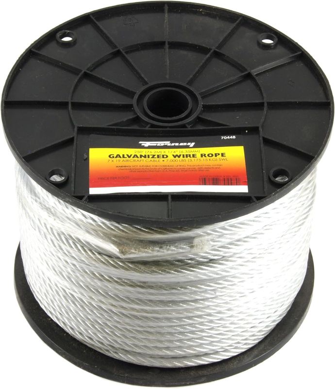 Photo 1 of 250 Foot Reel of 1/4 Inch Galvanized Steel Wire Rope Cable