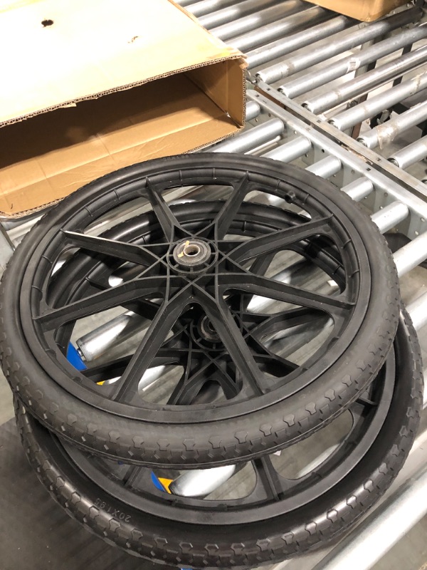 Photo 1 of 20x1.95" Flat Free Cart Wheels Compatible with Rubbermaid Garden Yard Cart, 20" Replacement Flat Free Tire Assembly with 5/8" Bearing for Big Wheel Utility Carts/Lawn Carts-2PCS 5/8 inch bearing