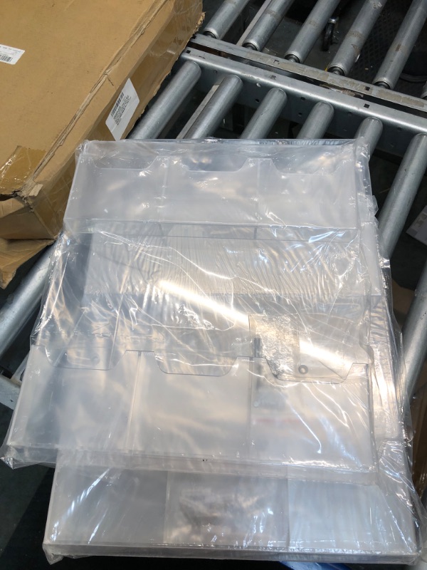 Photo 1 of 4 Pcs Acrylic Brochure Holder Wall Mount Pamphlet Holder Clear Plastic Brochure Display Stand Trifold Flyer Multi Slot Hanging Wall Holder Rack for Flyer Literature Booklet Offices (6 Pockets)