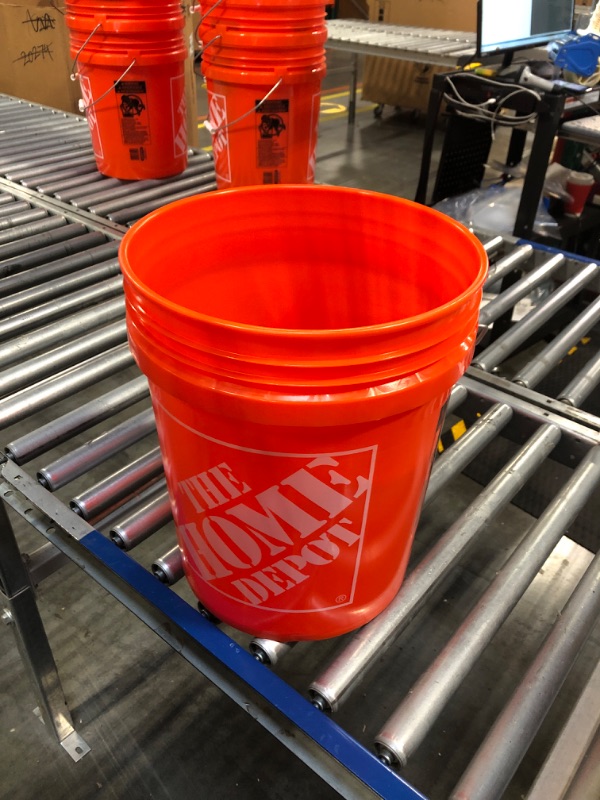 Photo 1 of 5 Gallon Orange Plastic Bucket Only - Durable 90 Mil All Purpose Pail - Food Grade Buckets NO LIDS Included - Contains No BPA Plastic - Recyclable - 1 Pack Buckets ONLY Orange 1