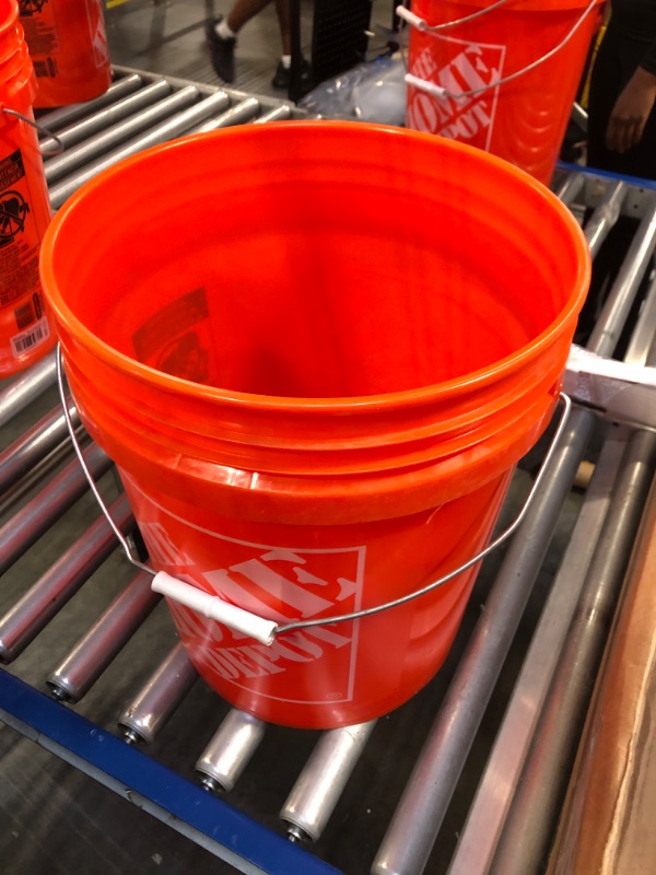 Photo 2 of 5 Gallon Orange Plastic Bucket Only - Durable 90 Mil All Purpose Pail - Food Grade Buckets NO LIDS Included - Contains No BPA Plastic - Recyclable - 1 Pack Buckets ONLY Orange 1