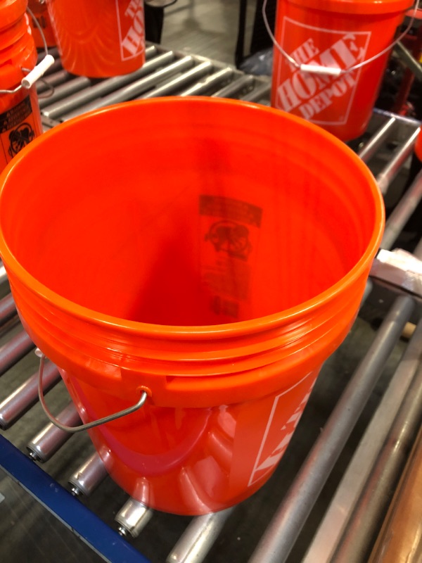 Photo 2 of 5 Gallon Orange Plastic Bucket Only - Durable 90 Mil All Purpose Pail - Food Grade Buckets NO LIDS Included - Contains No BPA Plastic - Recyclable - 1 Pack Buckets ONLY Orange 1