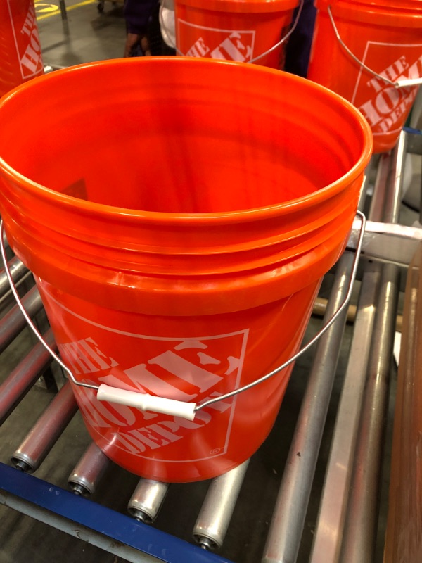 Photo 2 of 5 Gallon Orange Plastic Bucket Only - Durable 90 Mil All Purpose Pail - Food Grade Buckets NO LIDS Included - Contains No BPA Plastic - Recyclable - 1 Pack Buckets ONLY Orange 1