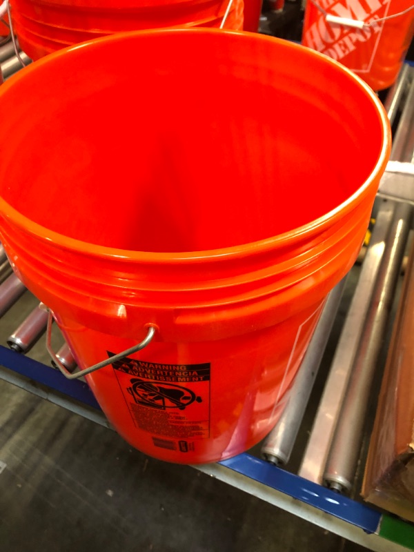 Photo 2 of 5 Gallon Orange Plastic Bucket Only - Durable 90 Mil All Purpose Pail - Food Grade Buckets NO LIDS Included - Contains No BPA Plastic - Recyclable - 1 Pack Buckets ONLY Orange 1