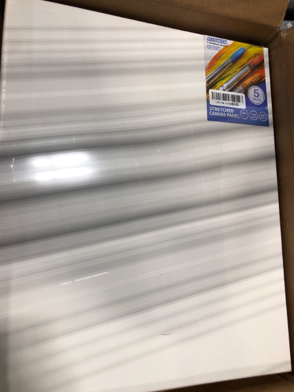 Photo 1 of FIXSMITH Stretched White Blank Canvas - 16x20 Inch, 5 Pack,Primed Large Canvas,100% Cotton,5/8 Inch Profile of Super Value Pack for Acrylics,Oils & Other Painting Media 16"x20" 5