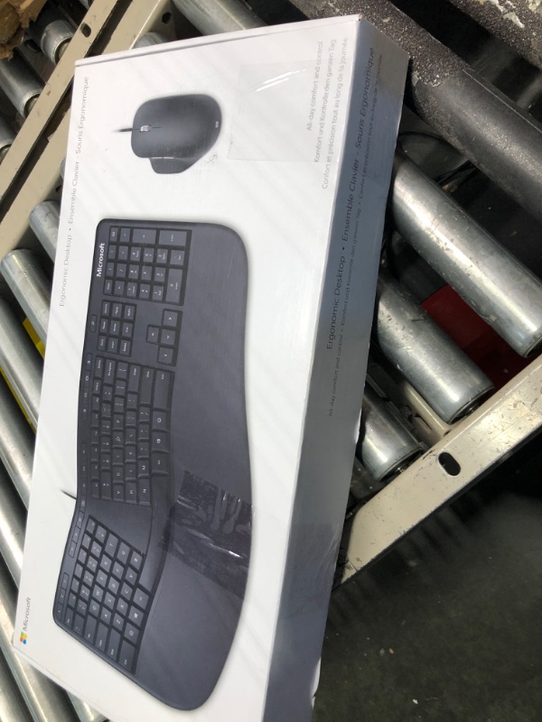 Photo 2 of Microsoft Ergonomic Desktop - Black - Wired, Comfortable, Ergonomic Keyboard and Mouse Combo, with Cushioned Wrist and Palm Support. Split Keyboard. Dedicated Office Key.
