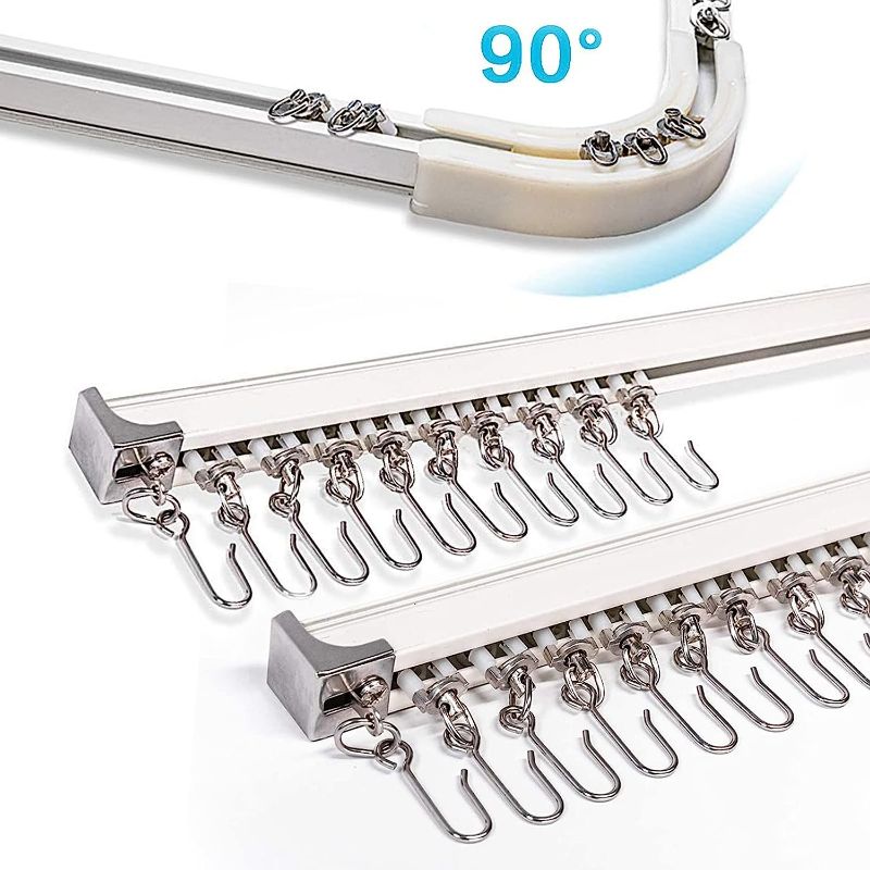 Photo 1 of 6ft-24ft Upgraded Aluminum Curtain Track, Ceiling or Wall mount, Curtain Rail System with 90 Degree Corner Bends, Windows and Room Divider Ceiling Track set with Runners and Hooks(White)
