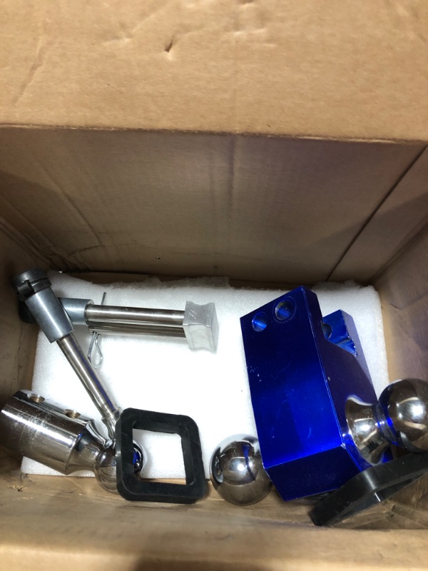 Photo 4 of ***ITEM SHOWS SIGNS OF USE*** MISSING KEYS*** YIZBAP Adjustable Trailer Hitch, Fits 2" Receiver, 6" Drop/Rise Drop Hitch, 12500 LBS GTW, Ball Mount, 2" and 2-5/16" Dual Towing Ball with Double Stainless Steel Locks (Blue) 2" Receiver 6" Drop