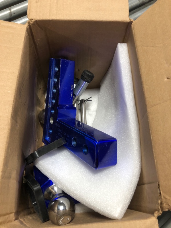 Photo 3 of ***ITEM SHOWS SIGNS OF USE*** MISSING KEYS*** YIZBAP Adjustable Trailer Hitch, Fits 2" Receiver, 6" Drop/Rise Drop Hitch, 12500 LBS GTW, Ball Mount, 2" and 2-5/16" Dual Towing Ball with Double Stainless Steel Locks (Blue) 2" Receiver 6" Drop