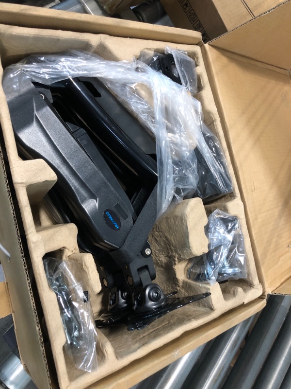 Photo 1 of HUANUO Dual Monitor Stand - Adjustable Spring Monitor Desk Mount Swivel Vesa Bracket with C Clamp