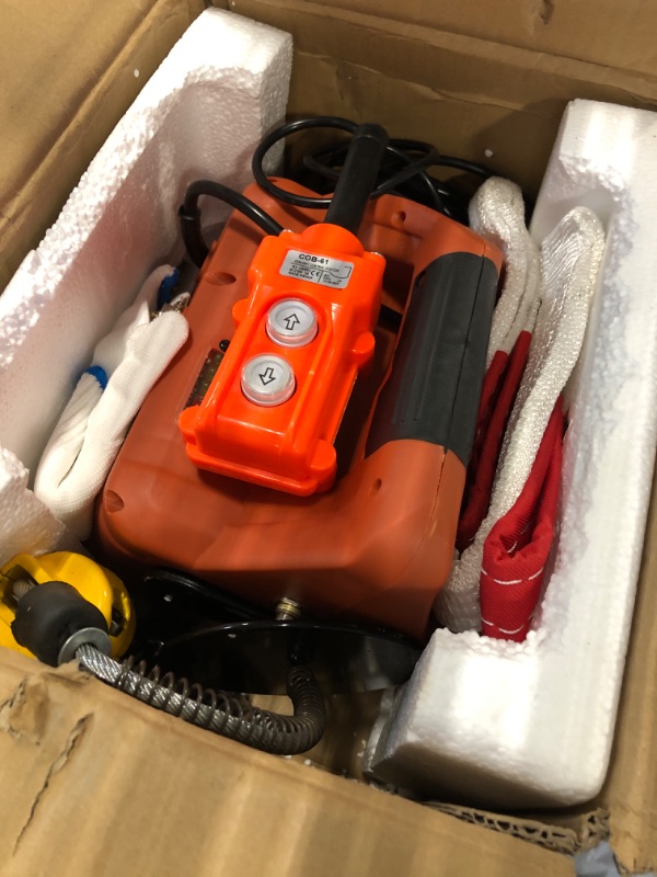 Photo 3 of 3 in 1 Electric Hoist Winch 1100lbs Portable Electric Winch, 1500W 110V Power Winch Crane, 25ft Lifting Height, w/Wire and Wireless Remote Control, Overload Protection for Lifting Towing