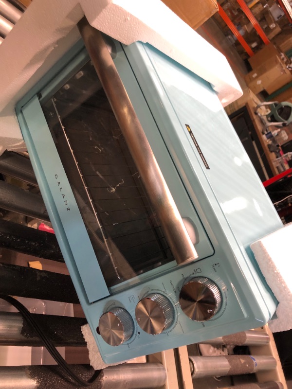 Photo 1 of Galanz Large 6-Slice True Convection Toaster Oven, 8-in-1 Combo Bake, Toast, Roast, Broil, 12” Pizza, Dehydrator with Keep Warm Setting, Retro Blue