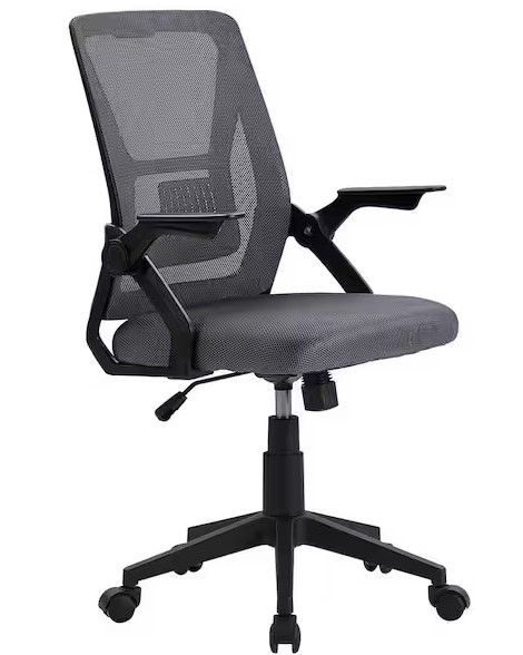 Photo 1 of VECELO Fabric Swivel Ergonomic Office Task Chair with Adjustable Arms Mesh Lumbar Support for Computer Task Work, Gray