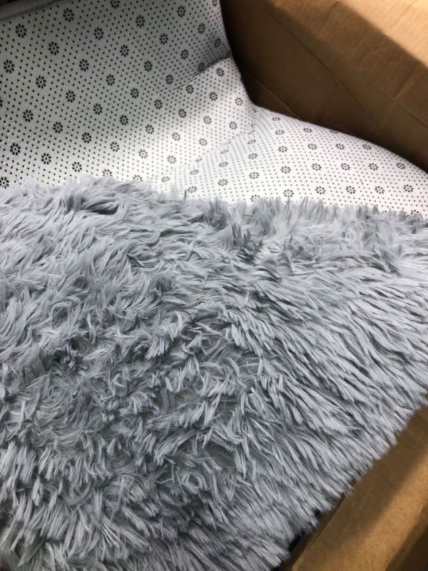 Photo 3 of 4X6 Light Grey Area Rugs for Living Room Super Soft Floor Fluffy Carpet Natural Comfy Thick Fur Mat Princess Girls Room Rug Light Grey 4x6 Feet