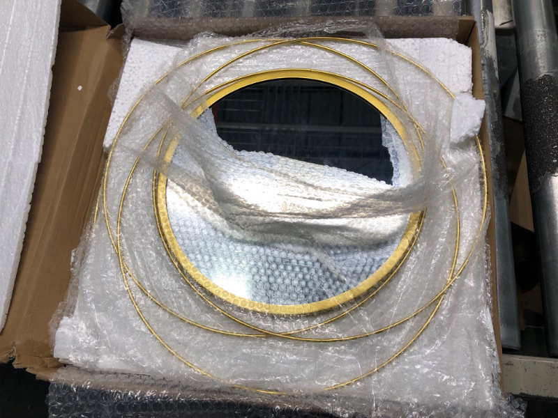Photo 4 of 2 Set 15.7'' Gold Circle Mirrors Wall Decor Iron Frame Mirrors Wall Art Round Mirrors Home Decor Hanging Mirrors for Living Room/Bedroom/Bathroom/Entryway (Medium Size 15.7 inch ,Circles) 2 Set Circle Wires?15.7''each? 2