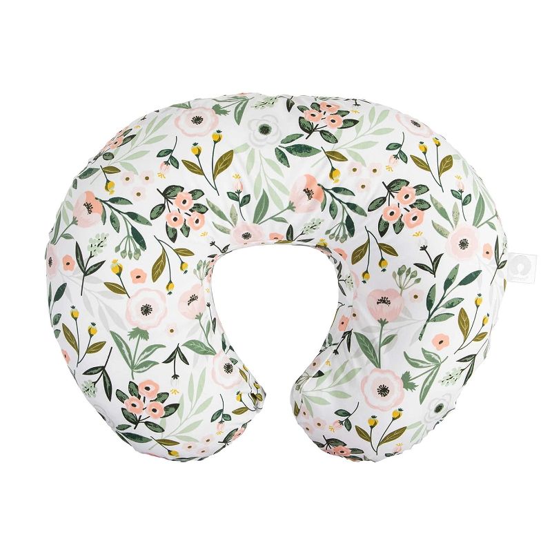 Photo 1 of Boppy Nursing Pillow Original Support, Pink Garden, Ergonomic Nursing Essentials for Bottle and Breastfeeding, Firm Hypoallergenic Fiber Fill, with Removable Nursing Pillow Cover, Machine Washable
