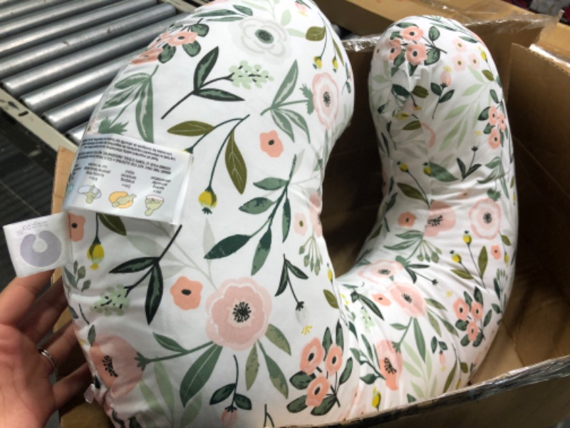 Photo 1 of Boppy Nursing Pillow Original Support, Pink Garden, Ergonomic Nursing Essentials for Bottle and Breastfeeding, Firm Hypoallergenic Fiber Fill, with Removable Nursing Pillow Cover, Machine Washable
