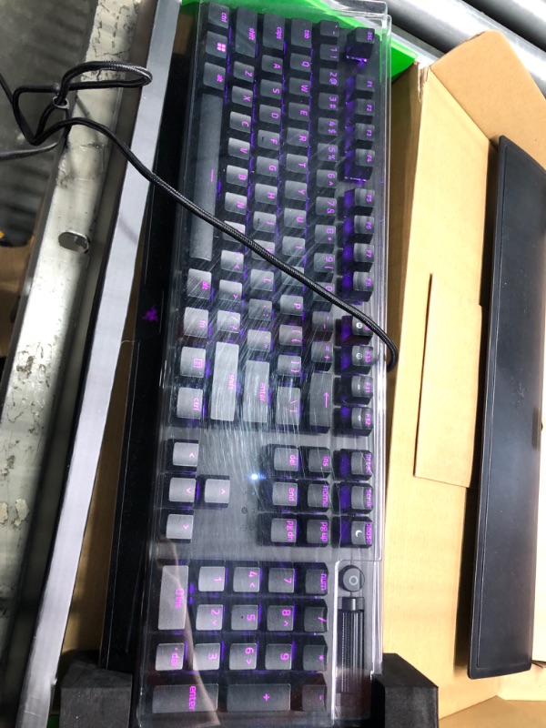 Photo 4 of Razer BlackWidow V3 Mechanical Gaming Keyboard: Green Mechanical Switches - Tactile & Clicky - Chroma RGB Lighting - Compact Form Factor - Programmable Macro Functionality - Classic Black Keyboard Classic Black Clicky Switches