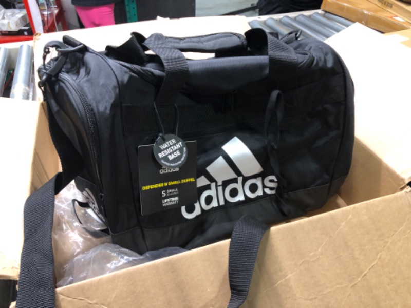 Photo 3 of adidas Defender 4 Small Duffel Bag, Black/White, 11.75"x20.5"x11" 11.75"x20.5"x11" Black/White