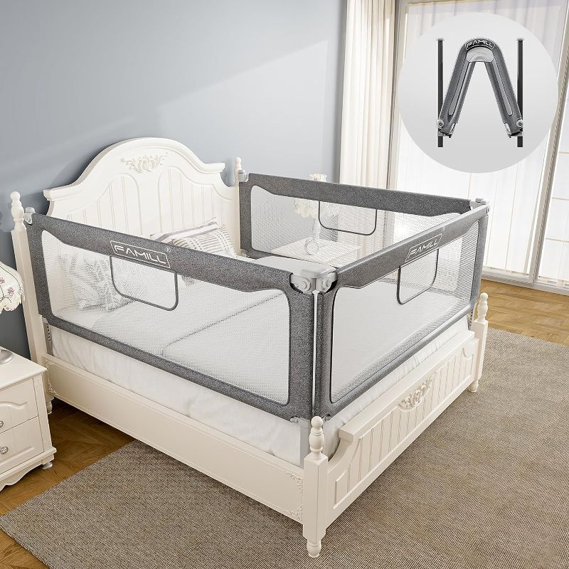 Photo 1 of FAMILL Bed Rail for Toddlers, 2 Minutes Quick Assembly Foldable Rails for Queen, King Size, Full Size, Twin Bed, Bed Rail Guard with U-Shape Base, Bed Rails for King Size Bed (Grey, 78.7", 1 Side)
