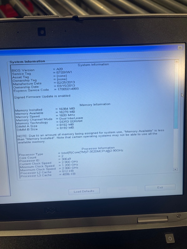 Photo 11 of ***COMPUTER HAS NO HARD DRIVE OR OPERATING SYSTEM***

Dell Latitude E6430 14.1 Inch Business Laptop computer, Intel Dual Core i7-3520M 2.9Ghz Processor, 16GB RAM, 240GB SSD, DVD, Rj-45, HDMI, Windows 10 Professional (Renewed)