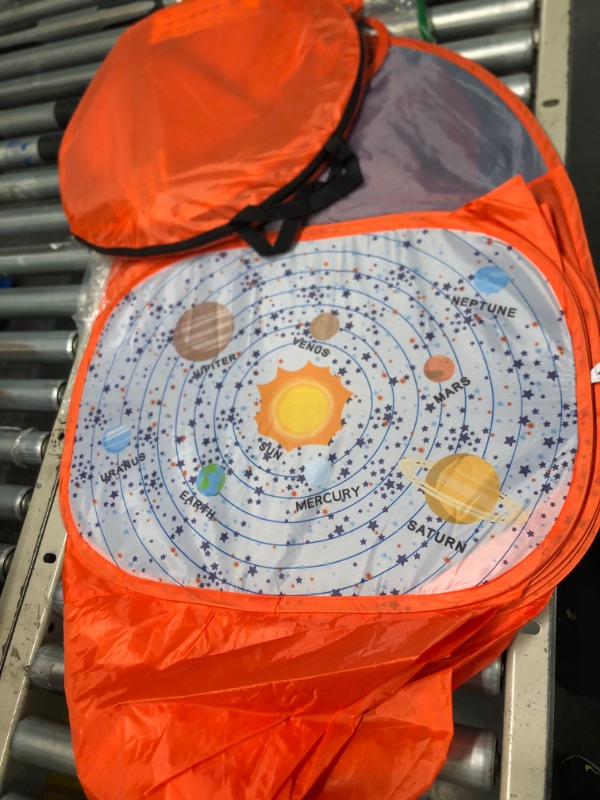 Photo 1 of Playz 3pc Rocket Ship Astronaut Kids Play Tent, Tunnel, & Ball Pit with Basketball Hoop Toys for Boys, Girls, Babies, and Toddlers - STEM Inspired Educational Galactic Spaceship Design w/ Planets