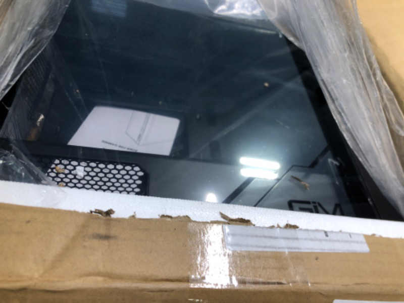 Photo 1 of GIM Mid Tower PC Case Gaming Case with Opening Tempered Glass Side Panel, Double Front Dustproof Gaming Computer Case, USB 3.0 I/O Port, 2 Magnet Dust Filters, Mid-Tower Case Without Fans Black Glass-GM4