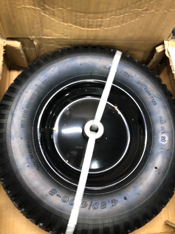 Photo 3 of 4.80/4.00-8" Pnuematic Tire and Wheel Assy,2PR (Air Filled)- 5/8"or 3/4" Powdered Metal bushings and 3"or 6"Center Hub, for Wheelbarrows,Garden and Utility Carts,Trolleys,Wagon and More