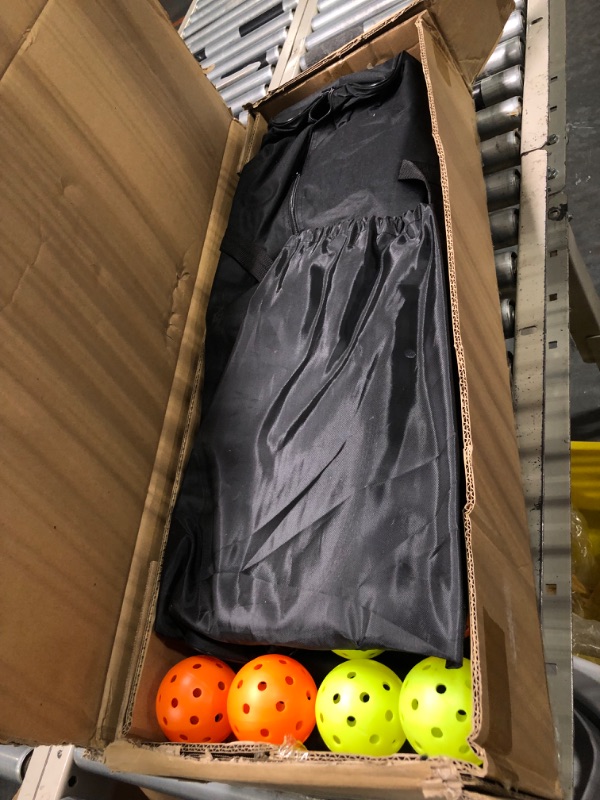 Photo 3 of Pickleball Net Set - Pickleball Net on Wheels for Driveway Backyard, 22FT Regular Size, 4 Pickleball Paddles & 8 Balls, 12 Court Markers, 1 Carry Bag, Pickleball Set for Beginners Indoor Outdoor Play