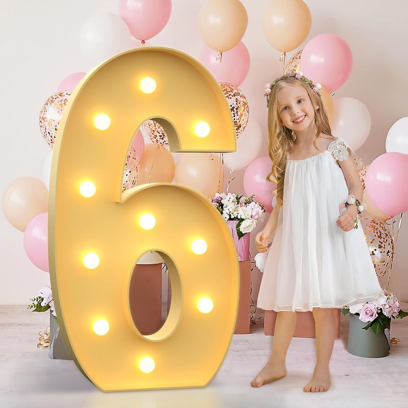 Photo 1 of **USED ITEM** 4FT Marquee Light Up Numbers Letters, Mosaic Numbers for Balloons, Gaint Marquee Numbers, Number 6 Balloon 