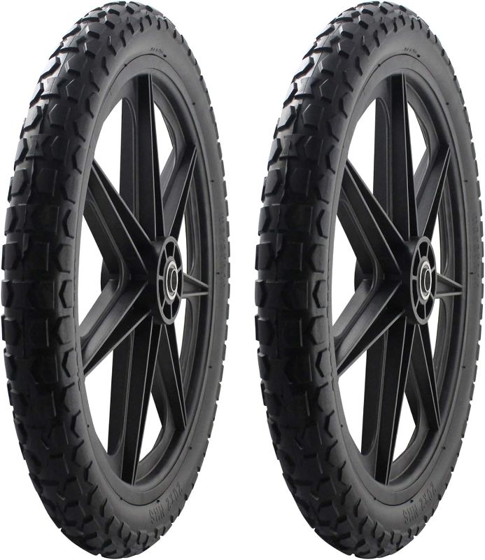 Photo 1 of 2 PACK -Marathon 92010 Flat Free 20" Replacement Tire Assembly for Rubbermaid Big Wheel Carts, Black