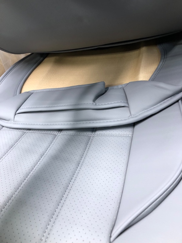 Photo 1 of AOOG Leather Car Seat Covers, Leatherette Automotive Vehicle Cushion Cover for Cars SUV Pick-up Truck, Universal Non-Slip Vehicle Cushion Cover Waterproof Protectors Interior Accessories, Front Pair FRONT PAIR GRAY