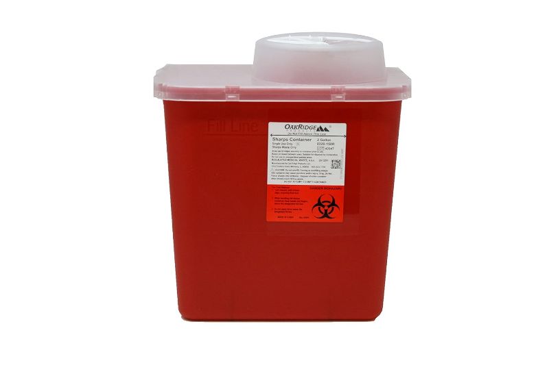 Photo 1 of 2 Gallon Size | Sharps and Biohazard Waste Disposal Container by Oakridge Products with Chimney Top Style Lid
