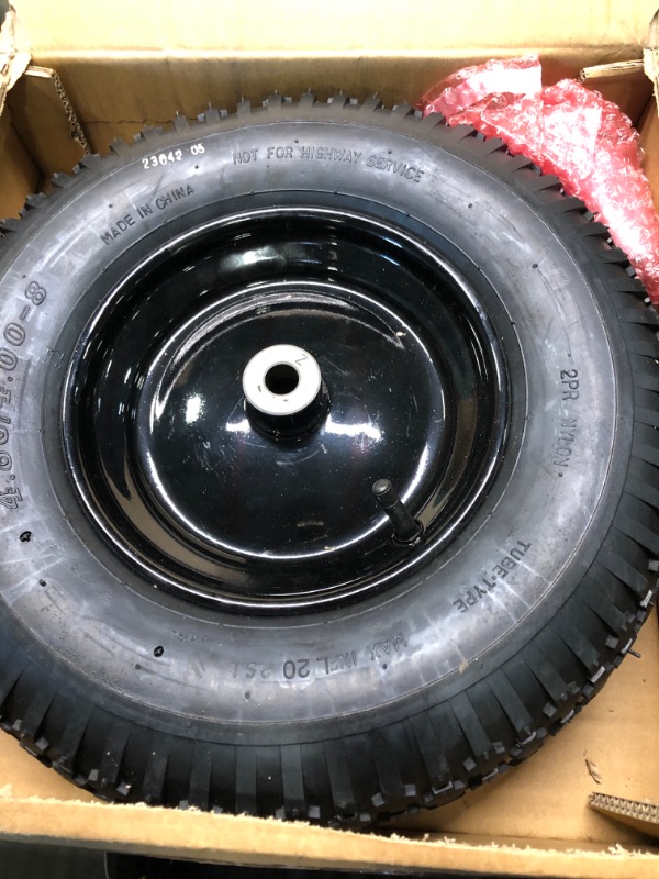 Photo 3 of 4.80/4.00-8" Pnuematic Tire and Wheel Assy,2PR (Air Filled)- 5/8"or 3/4" Powdered Metal bushings and 3"or 6"Center Hub, for Wheelbarrows,Garden and Utility Carts,Trolleys,Wagon and More