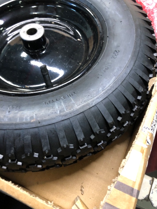 Photo 4 of 4.80/4.00-8" Pnuematic Tire and Wheel Assy,2PR (Air Filled)- 5/8"or 3/4" Powdered Metal bushings and 3"or 6"Center Hub, for Wheelbarrows,Garden and Utility Carts,Trolleys,Wagon and More