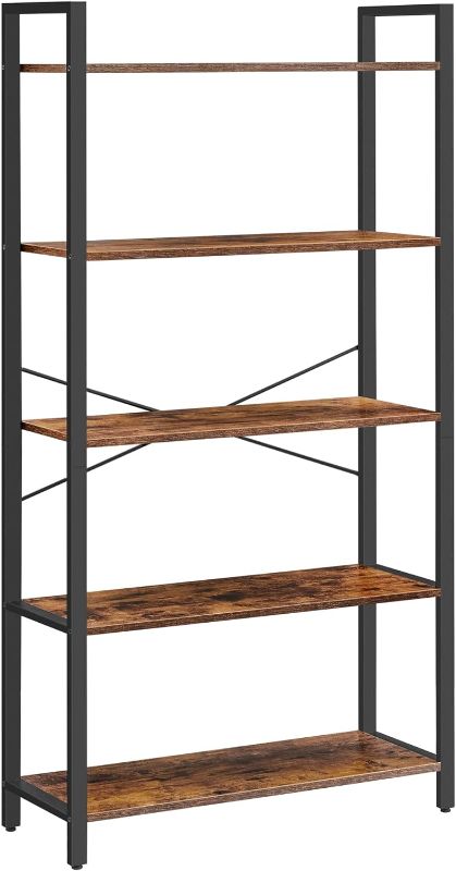 Photo 1 of 
VASAGLE Bookshelf, 5-Tier Storage Rack with Steel Frame, for Living Room, Office, Study, Hallway, Industrial Style, Rustic Brown + Black