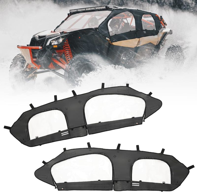 Photo 1 of Kemimoto X3 Soft Upper Door Set Kit, UTV Soft Cab Doors top Enclosure, Soft Top Door Skin Compatible with 2017-2023 Can Am Maverick X3 Max 4-Seater Models- Work with Roof and Partial Windshields