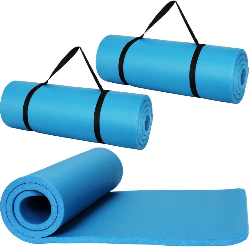 Photo 1 of 2 Pcs 0.75'' Thick Yoga Mat Non Slip for Women and Men with Strap 72x24 Fitness Exercise Mat Foam Sleep Pad Lightweight Waterproof Camping Mat for Workout Outdoor Home Training Pilates Stretching
