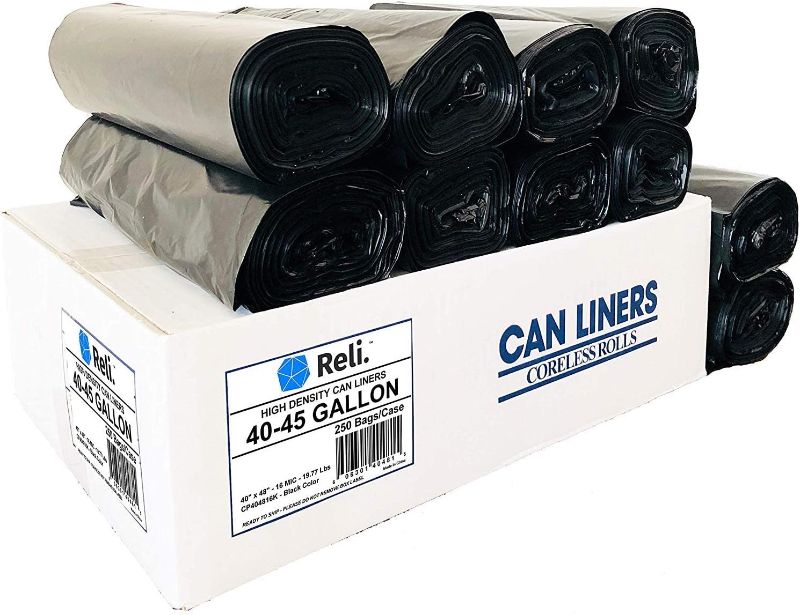 Photo 1 of  35 Gallon Trash Bags Heavy Duty | 250 Count | Large Black Garbage Bags  Made in USA